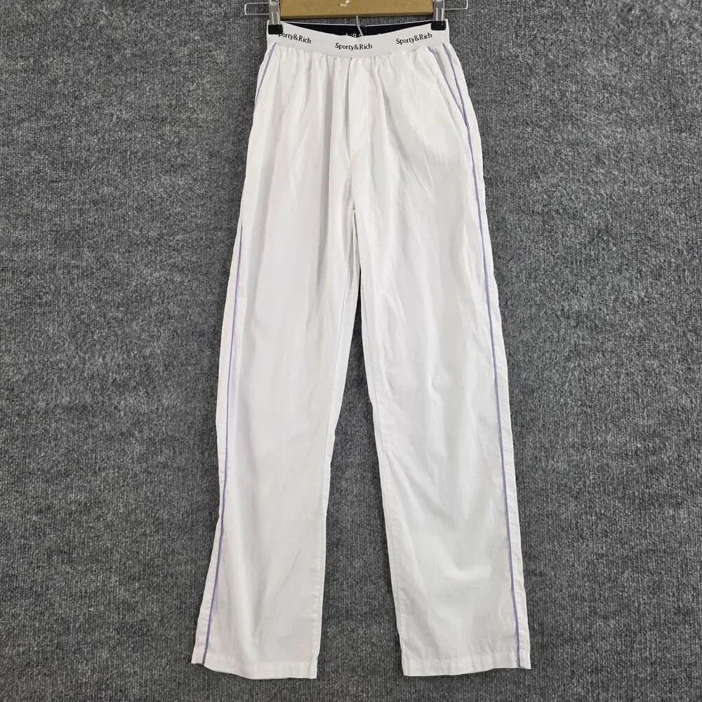 Sporty & Rich Pajama Set Women XS Serif Pyjama Shirt Trousers Lounge Luxury Chic